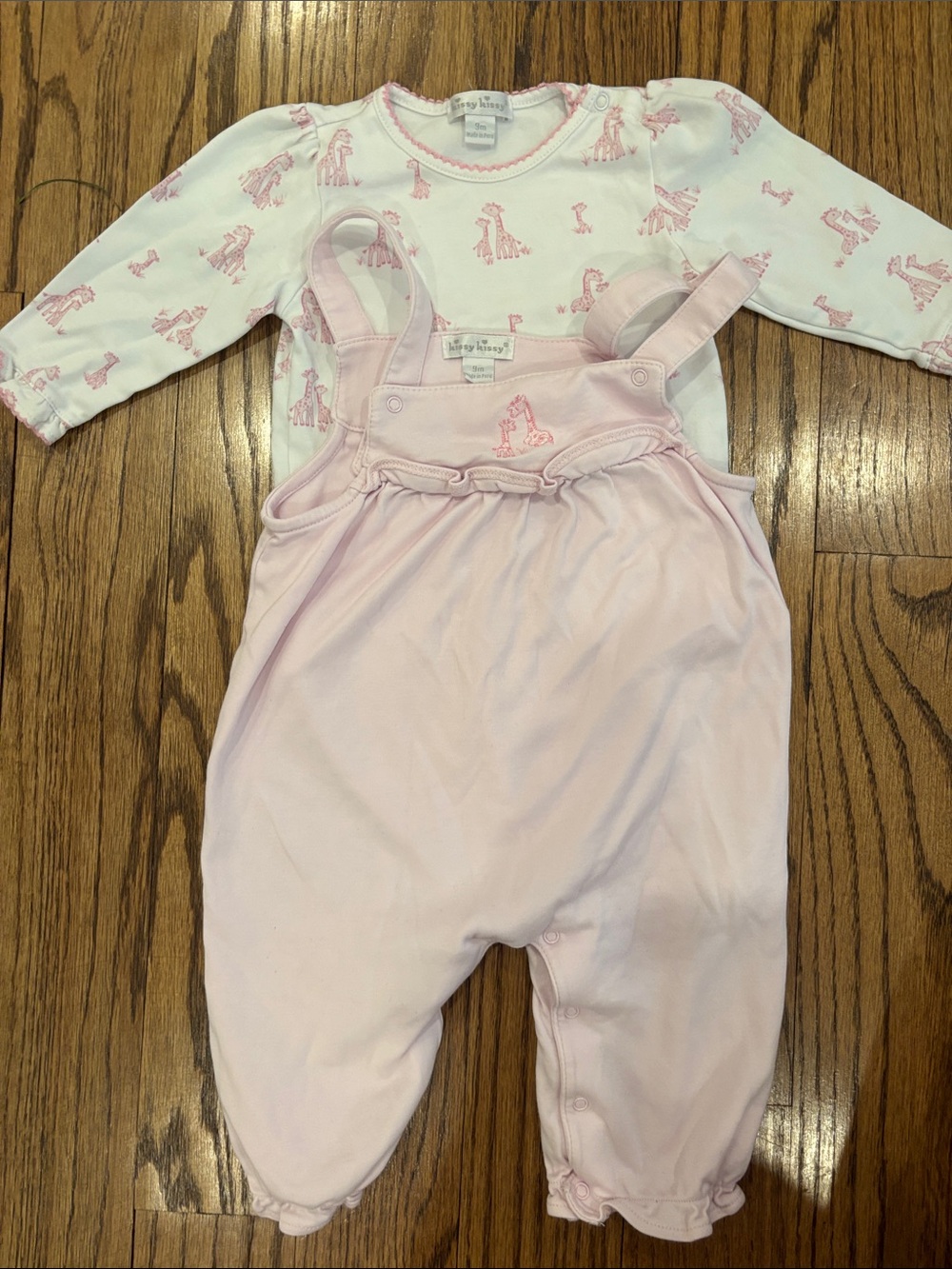 Kissy Kissy Baby Girls Pink Two-Piece Giraffe Outfit